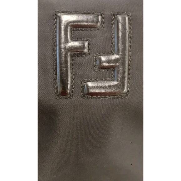 Fendi Zucca Shoulder Bag Black Nylon Canvas FF Logo Vintage - Picture 6 of 7